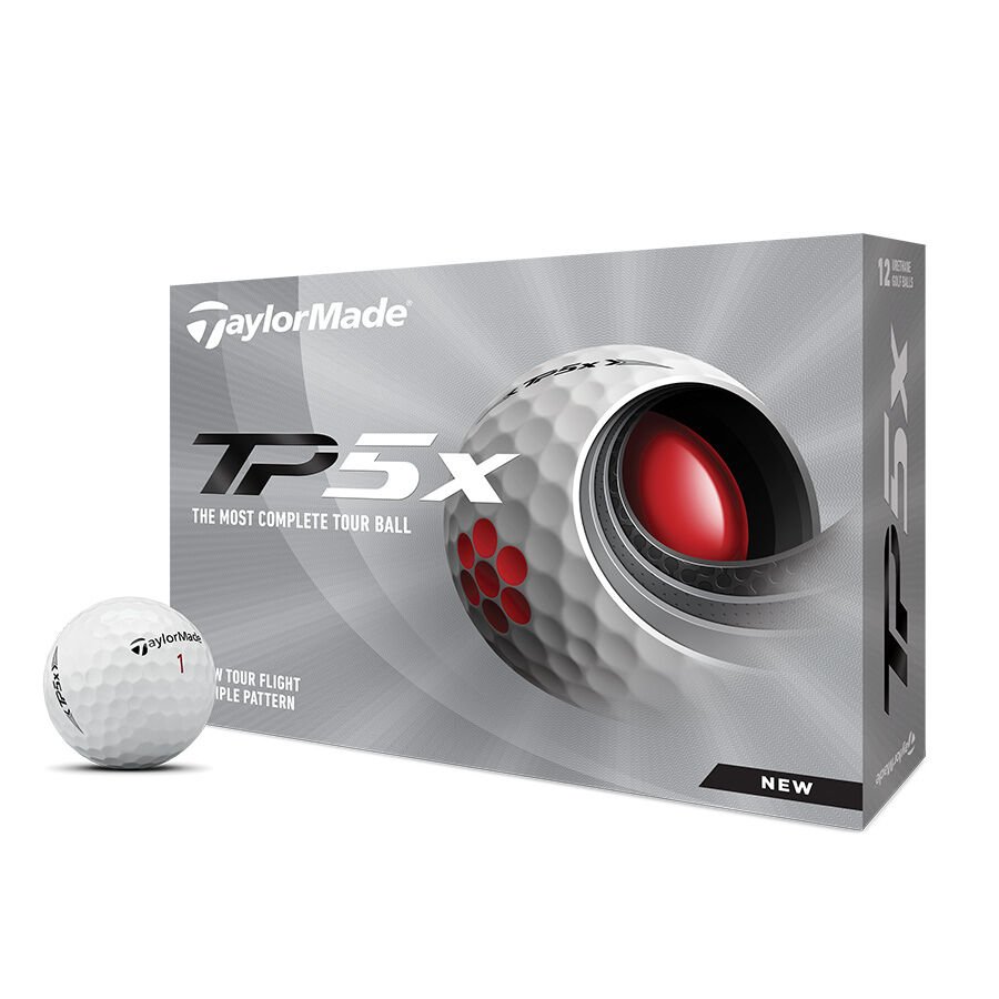 TaylorMade TP5 and TP5x golf balls with 5-layer construction for optimal distance and spin control